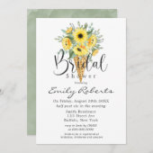 イエローサンフラワーズアイスクリームコーンブライダルシャワーイン 招待状 (正面/裏面)