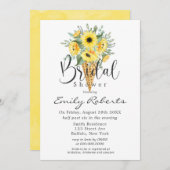 イエローサンフラワーズアイスクリームコーンブライダルシャワー 招待状 (正面/裏面)