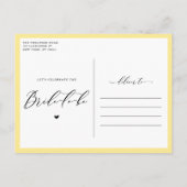 イエローサンフラワーズインメイソンジャーブライダルシャワー インビテーションポストカード (裏面)