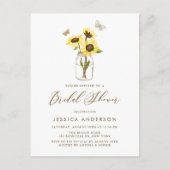 イエローサンフラワーズインメイソンジャーブライダルシャワー インビテーションポストカード (正面)