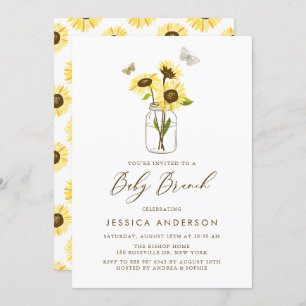 イエローサンフラワーズインメイソンジャールベビーブランチ 招待状
