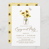 イエローサンフラワーズインメイソンジャー婚約パーティ 招待状 (正面/裏面)