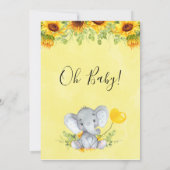 イエローサンフラワーズエレファントベビーシャワー招待状 招待状 (裏面)