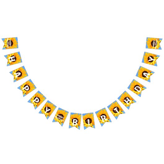 イエローサンフラワーズオンブルースカイ – ハッピーバースデー バンティングフラッグ (全)