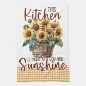 イエローサンフラワーズギンガムサンシャインジョイ キッチンタオル (縦)
