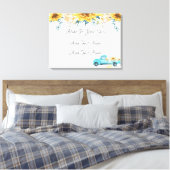 イエローサンフラワーズターコイズヴィンテージ結婚トラック キャンバスプリント (インサイチュ (寝室))