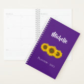 イエローサンフラワーズトレンディーパープルフローラ プランナー手帳 (ディスプレー)