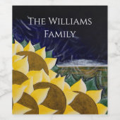 イエローサンフラワーズフォークアート ワインラベル (シングルラベル)