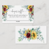 イエローサンフラワーズフローラおむつラッフルスクリプト文字 エンクロージャーカード (正面/裏面)