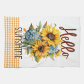 イエローサンフラワーズフローラギンガムハッピーサンシャイン キッチンタオル (横)
