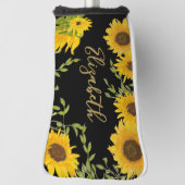 イエローサンフラワーズフローラ名前をカスタムするレディース ゴルフヘッドカバー (回転90)