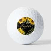 イエローサンフラワーズフローラ名前をカスタムするレディース ゴルフボール (正面)