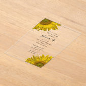 イエローサンフラワーズブライダルシャワー アクリル招待状 (レイダウン)