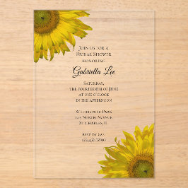イエローサンフラワーズブライダルシャワー アクリル招待状