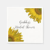 イエローサンフラワーズブライダルシャワー スタンダードカクテルナプキン (正面)