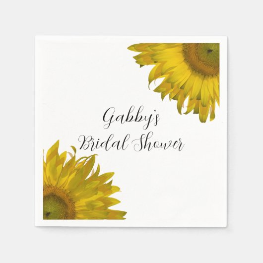 イエローサンフラワーズブライダルシャワー スタンダードカクテルナプキン (正面)