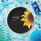 イエローサンフラワーズブラック引っ越し祝いパーティーパーティー ペーパープレート (パーティー)