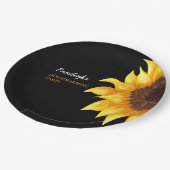 イエローサンフラワーズブラック引っ越し祝いパーティーパーティー ペーパープレート (アングル)