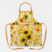 イエローサンフラワーズプレイドチェック楽しい料理 エプロン (正面)