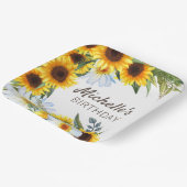 イエローサンフラワーズホワイトデイジー誕生日名 ペーパープレート (傾斜あり)