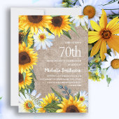 イエローサンフラワーズホワイトデイジー70誕生日 招待状