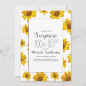 イエローサンフラワーズホワイト100th誕生日パーティー 招待状 (正面)