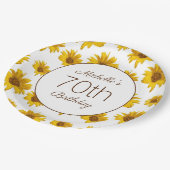 イエローサンフラワーズホワイト70誕生日 ペーパープレート (アングル)