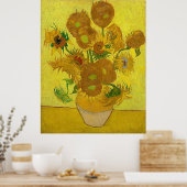 イエローサンフラワーズヴィンテージファンゴッホフローラ絵画ズ ポスター (キッチン)