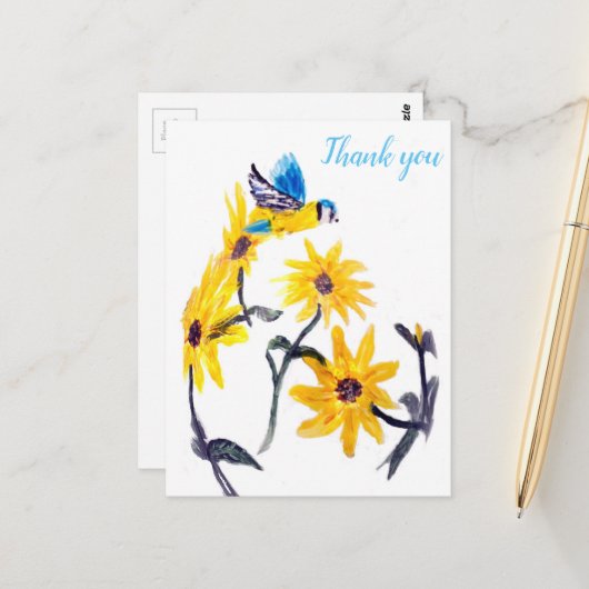 イエローサンフラワーズ自然サンキューフローラ ポストカード (正面/裏面インサイチュ)