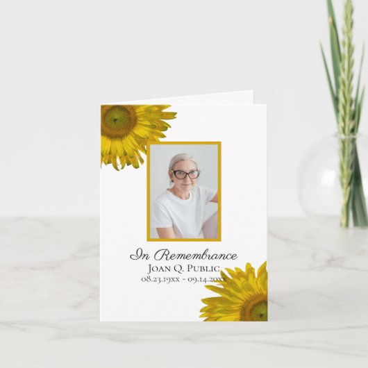 イエローサンフラワーズ葬儀悔やみや弔慰 サンキューカード (正面)