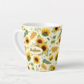 イエローサンフラワーズ&ハニービーカスタムラテマグカップ カフェラテマグ (左アングル)