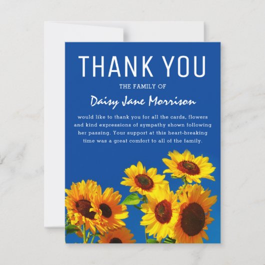 イエローサンフラワーズ&ブルースカイズサンキューカード サンキューカード (正面)