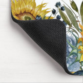 イエローサンフラワーネイビーブルーフローラ名 マウスパッド (コーナー)