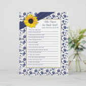 イエローサンフラワーネイビーブルーブライダルシャワーゲーム (スタンド正面)