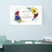 イエローサンフラワーネイビーブルーブルゴーニュブライダルシャワー 横断幕 (トレードショー)