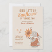 イエローサンフラワーバニー誕生日 招待状 (正面)