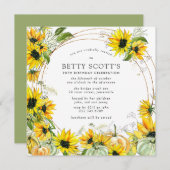 イエローサンフラワーパンプキン秋90誕生日 招待状 (正面/裏面)