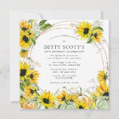 イエローサンフラワーパンプキン秋90誕生日 招待状 (正面)