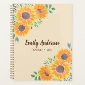 イエローサンフラワーパーソナライズされた2023プランナー プランナー手帳 (正面)