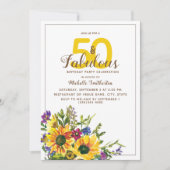 イエローサンフラワーパープルフローラ50素晴らしい 招待状 (正面)