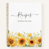 イエローサンフラワーファミリーレシピクックブック ノートブック (正面)