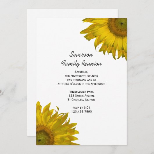 イエローサンフラワーファミリー懇親会招待状 招待状 (正面/裏面)