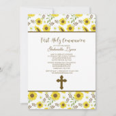 イエローサンフラワーファーストホリーコミュニオン招待状 招待状 (正面)
