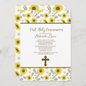 イエローサンフラワーファーストホリーコミュニオン招待状 招待状 (正面/裏面)