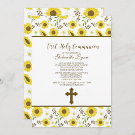 イエローサンフラワーファーストホリーコミュニオン招待状 招待状