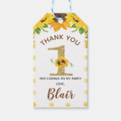 イエローサンフラワーファースト誕生日メッセージカード ギフトタグ (正面)