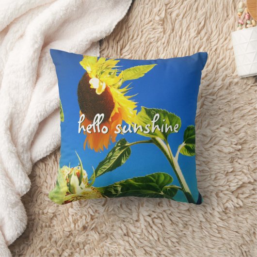 イエローサンフラワーフォトハローサンシャインスクリプトはっきりした クッション (ブランケット)