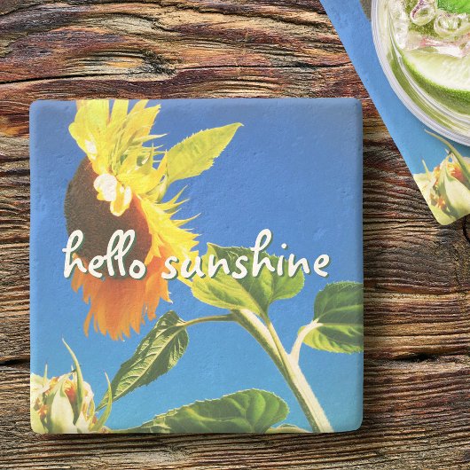 イエローサンフラワーフォトハローサンシャインスクリプトはっきりした ストーンコースター