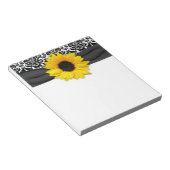 イエローサンフラワーフラワー白黒ダマスクフローラ ノートパッド (アングル)