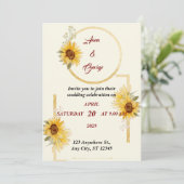 イエローサンフラワーフローラエレガントな結婚式 招待状 (スタンド正面)